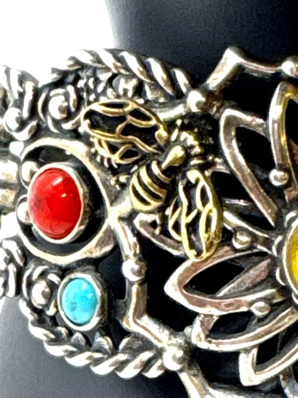 Carolyn Pollack Fritz Casuse 925 Sterling Silver Brass Bumble Bee Gemstone Cuff